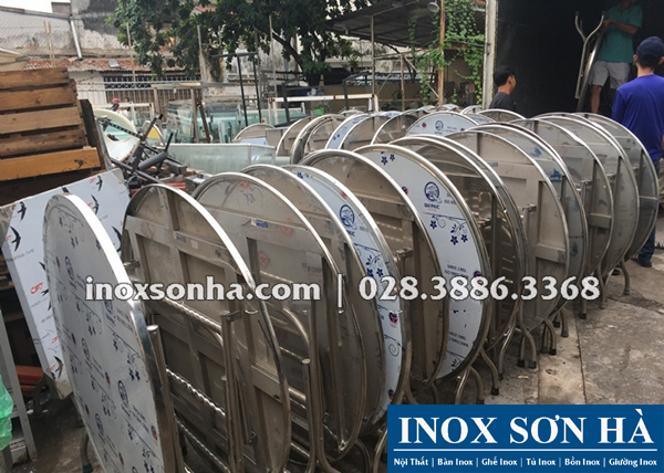 Bộ bàn ghế inox tròn