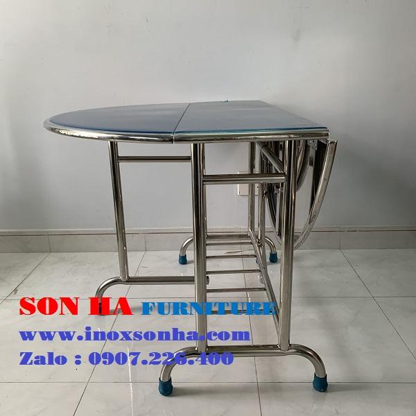 Bàn tròn inox xếp 3