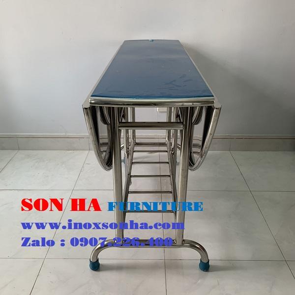 Bàn tròn inox xếp 3