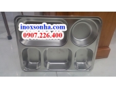 Khay cơm 5 ngăn, Khay inox 5 ngăn, khay cơm inox 5 ngăn, khay cơm inox 304